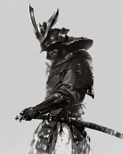 arafed samurai with a sword and a hat on his head, estilo samurai, guerreiro samurai, vestido com armadura samurai, samurai cyberpunk, Retrato Samurai, inspired by Kanō Hōgai, Samurai ciborgue, japanese samurai, como samurai, epic samurai warrrior, japanes...