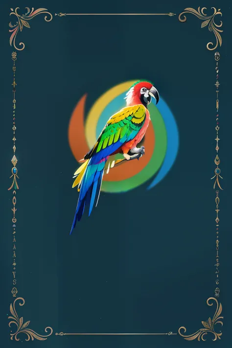 "Obra maestra de colores brillantes: Ethereal macaw with multicolored plumage perched on a striking object. Image for moving backgrounds."