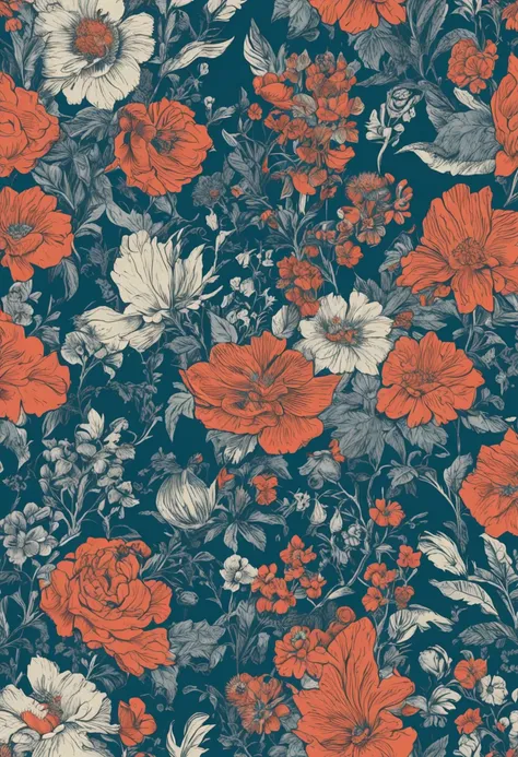 floral wallpaper blue