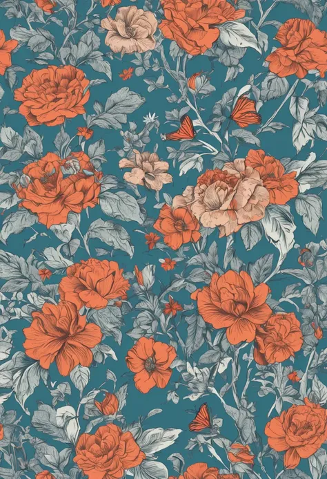 floral wallpaper blue