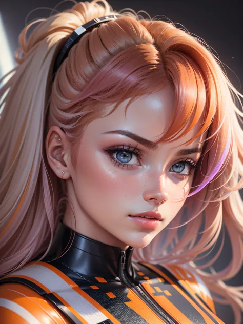 `close up portait beautiful girl the orange desert in modern fight suit, hyper realistic, pastel colors, complementary colors, muted colors, vibrant colors, dramatic colors, vaporwave, retrowave, black and white, colorfull, artochrome, highly detailed, 4k`