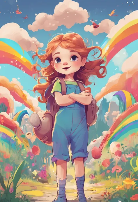 Cute girls，multiple postures and expressions，Different angles，Role setting，in style of ghibli，Childrens book illustration - rainbow 5 - aspect ratio 16:9，illustratio。