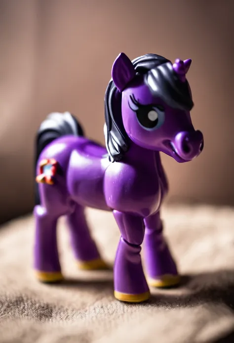 Purple pony，There is a unicorn on the forehead，There are black and white stripes on the front and tail, Twilight Sparkle, toy photo, fully flexib, mlp, My Little Pony, Little to assign my foal, cute toy, with no face, Cool twilight, taken with canon 8 0 d,...