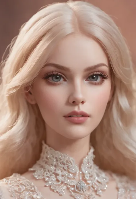 A real person like a Barbie doll，Dream scene，Depiction of delicate details，dream colors，Unique art style。