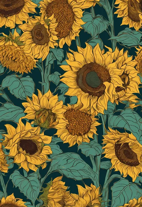 "Por favor, create a version of sunflowers in the style of Van Gogh with great quality."