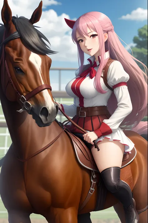 Hot anime girl taking a horse  in