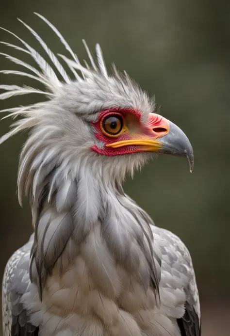 Secretary Birds, Highlight its intricate feathers in dramatic side lighting