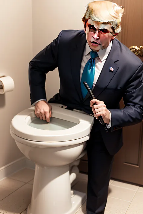 Trump sweeps the toilet