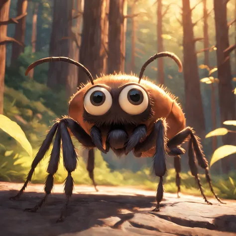 (3D style pixar animation:1.2),(highly detailed:1.1),(8k resolution:1.1),(digital painting:0.9),(illustration:0.9),(art:0.9),(friendly and big-eyed golden brown ant:1.2),(lumberjack inspired big beard:1.2)