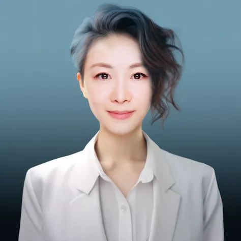 There was a woman in a white shirt and a white jacket, portrait of female korean idol, digital art portrait, Korean woman, digital illustration portrait, high quality portrait, digital art of an elegant, digitalportrait, realistic studio portrait, color po...