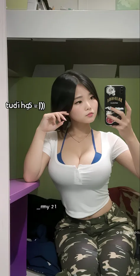 there is a woman taking a selfie in a mirror, dang my linh, sie boob, thicc, reluvy5213, [32k hd]^10, 21 years old, 2 2 years old, 🐝👗👾, quy ho, 2 4 year old female model, 👅 👅, 2 7 years old, super big breasts