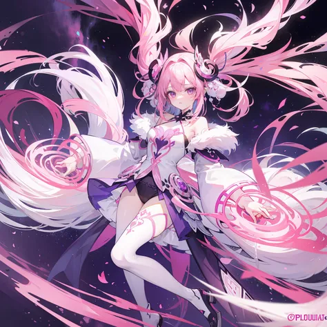 The Douluo Continent with multiple pink soul rings，Its a beautiful sister，Pinkish-purple and pinkish-white color scheme，Known as the purple fox