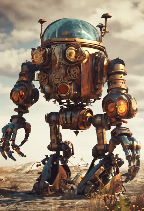 ESTILO RETROFUTURISMO, Pinocchio as a steampunk-style robot, Highly detailed, Digital painting, art  stations, concept-art, Sharp focus, Cinematic lighting, illustration, Art germ, greg rutkovsky, Alphonse Mucha, CGSesociety, rendering by octane, Unreal En...