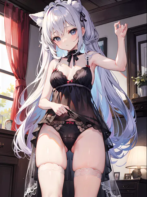 loli, lingerie, cameltoe, 8k, absurdres, high res, masterpiece, loooking at viewer