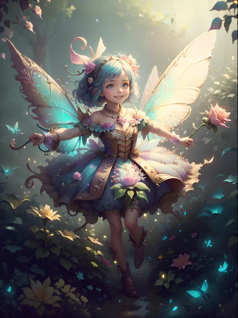 masterpiece, {{{best quality}}}, {{ultra-detailed}}, {illustration}, fairytaleai fairy, cinematic angle, {detailed light},cinema...