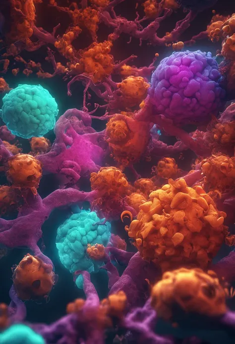 cells, tumor, depicted as a 3 d render, metamorphosis complex 3d render,