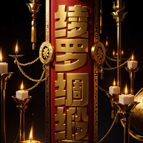 Gold inlay pattern，blossoms，Gold-embellished pattern，Red silk，totem，waxy candles，Wedding items，Chinese architectural motifs，Pattern ，tmasterpiece，pines，Best quality，ultra - detailed。