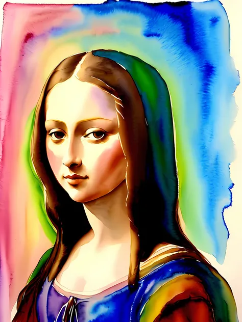 Monalisa watercolor painting girl face