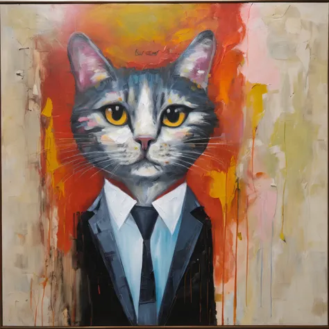 cat in lawyer suit front face single body