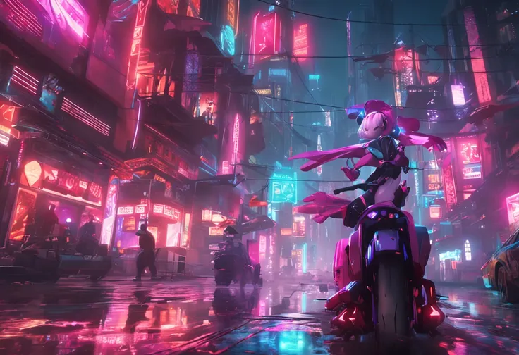 Create beautiful cyberpunk style wallpapers, tmasterpiece, 8K, Neon light, ((hu tao)), Lola Hu Tao, genshin impact, 1girll, 1 crow