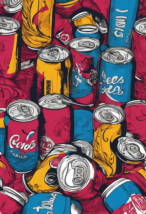 Pepsi Can design on the table, style by andy warhol