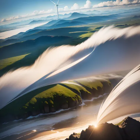 Spinning Landscape, The power of the wind, Use of clean energy, possibility, expresive