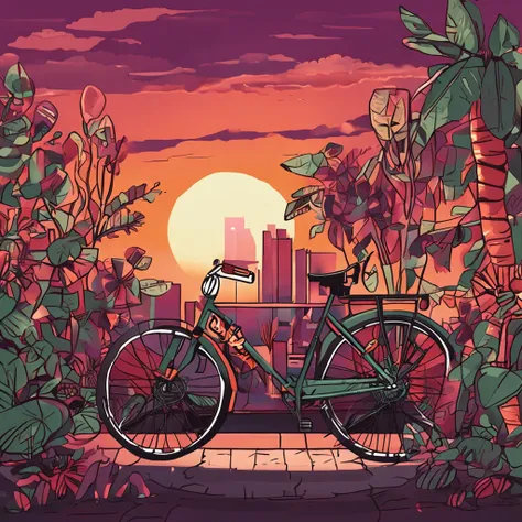 graphic youngboy bicycle sunset garden