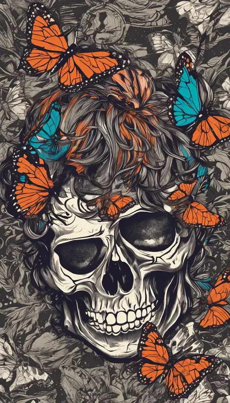 Skull inside butterfly t shirt graphic