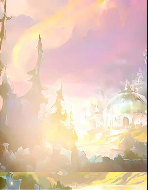 There is a picture of a castle cartoon scene, background artwork, arte de fundo, concept art stunning atmosphere, light kingdom backdrop, concept art magical highlight, matte painting arcane dota pixar, stunning arcanum backdrop, Stylized concept art, odin...