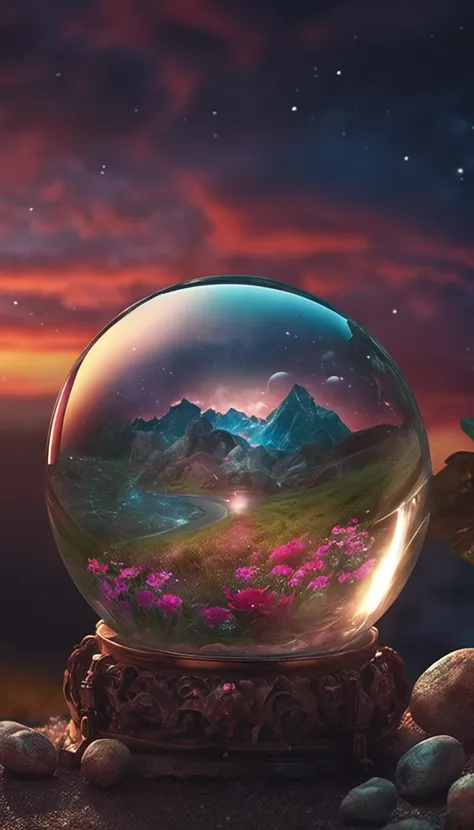 (Outstanding、Professional、Surreal)、Detailed magic crystal ball, Lying on the ground