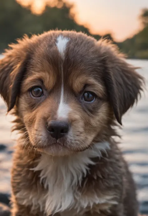 Puppy Dog, surreal, tense, warm, highly detailed, sharp, professional, 8k UHD, movie, dark, violent, outdoor, river, battle, chase, dramatic, vivid, tense atmosphere, rendering, epic, twilight, HDR, album cover, blizzard, lightning, disaster