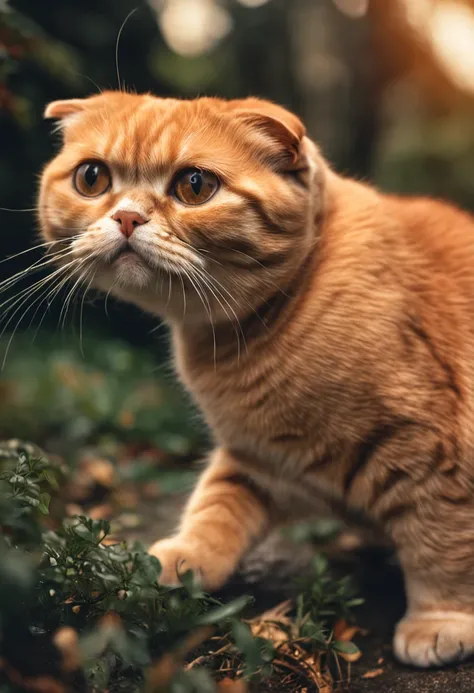 Scottish fold, orange cat