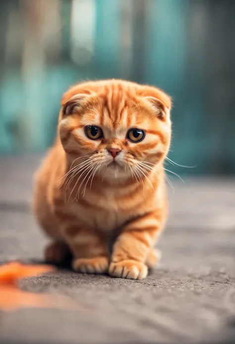 Scottish fold, orange cat