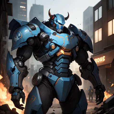 Blue mech warrior