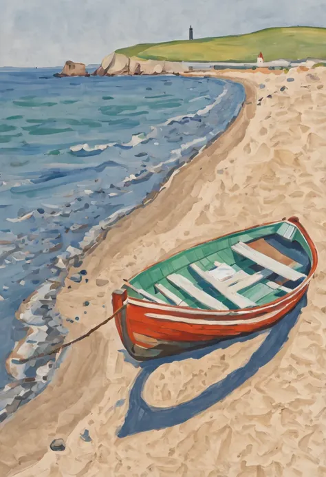 an oil painting of a beached, in the style of erich heckel, contour line, Børge Bredenbekk, raoul dufy, bentwood, pont-aven school, agfa vista