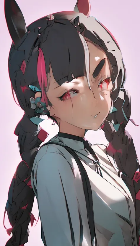 black hair, hair bobbles, wince, longeyelashes, solid circle eyes, fake animal ears, light smile, ear blush, fang, Surrealism, drop shadow, anaglyph, stereogram, tachi-e, pov, atmospheric perspective, 8k, super detail, ccurate, best quality, UHD, masterpie...