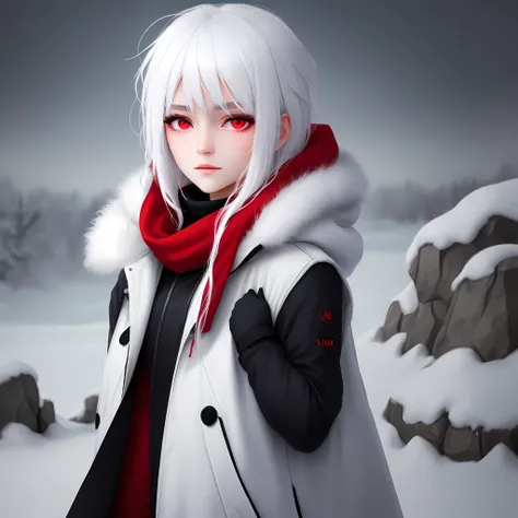 White hair and red eyes covered the cold sister in her left eye