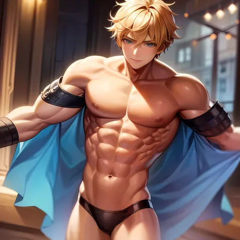 1boy,(Muscular male:1.3),Anime muscle characters,Large breasts,No beard,No body hair,Best quality,masterprice,Absurd,perfect and detailed,Excellent lighting,Open clothes,Holding flowers,Streets,Smile happily,Blush,Clear sky,Blue eyes, blond hairbl,hair bet...