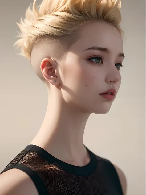 a 20 yo woman, blonde, (hi-top fade:1.3), dark theme, soothing tones, muted colors, high contrast, (natural skin texture, hyperrealism, soft light, sharp)