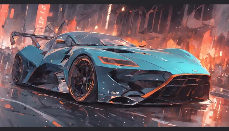 Aston Martin, Mecca chariot,Sports cars,the night,Back with a large amount of energy short barrels,Face the camera,Buildings,Energy cannon fire,Tall and mighty,strong armor,future-tech,Sharp lines,Dynamic styling,Mechanical blazing, Duties and explosives, ...