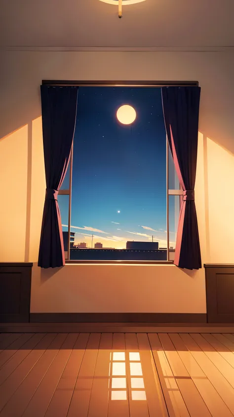 The room lit by the dusk setting sun was empty，Perfect quality，Happy cartoon,hd illustration，exciting illustration，flatillustration，a cartoon illustration，Childrens book illustration，Detailed 2D illustration，Business Illustration，Childrens book illustratio...