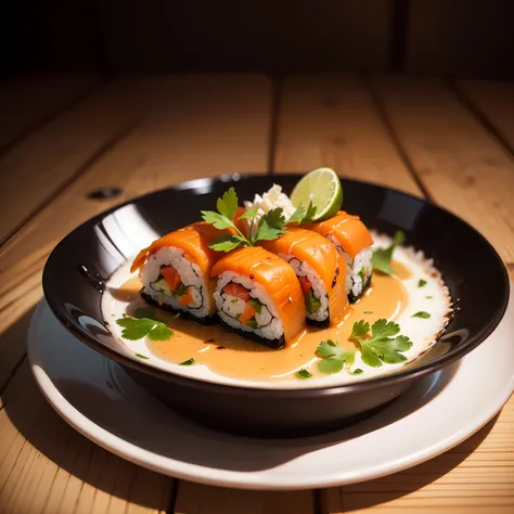 sushi, mouth-watering food photography, ultra-detailed, realistic photography, frequent lighting, studio lighting, sharp focus, best quality (photorealistic: 1.4), raw photo, award-winning photo, realistic texture, dramatic lighting, unrealistic engine, hi...