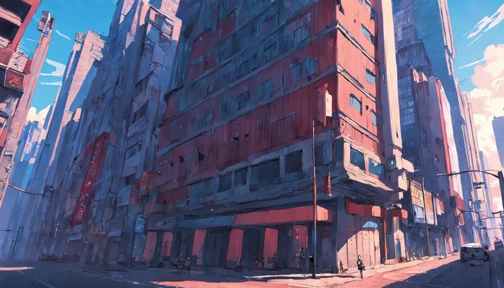 the city street，corrupted，Kizi，Tall building perspective