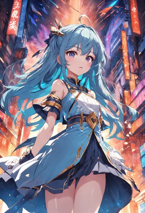 Masterpiece, best quality, flat color,official art, (ultra-detailed),(illustration),1 girl,Battle dress, Full of energy, eyeshadow, (an extremely delicate and beautiful girl with  pupil),++++(The whole body)