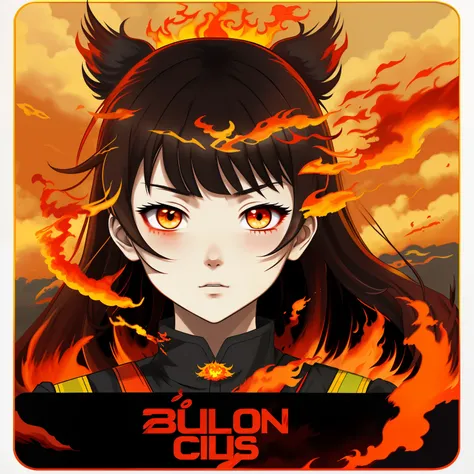 on fire，火焰，Evil girl，Burning clouds，Burning pupils