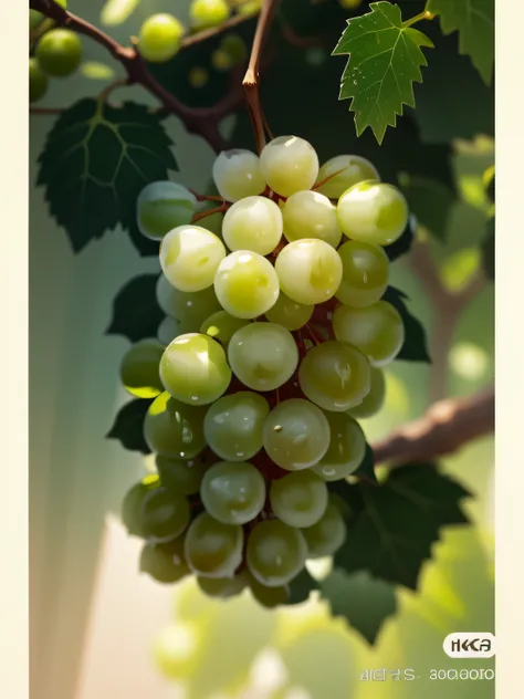 A bunch of green grapes with water droplets，k hd