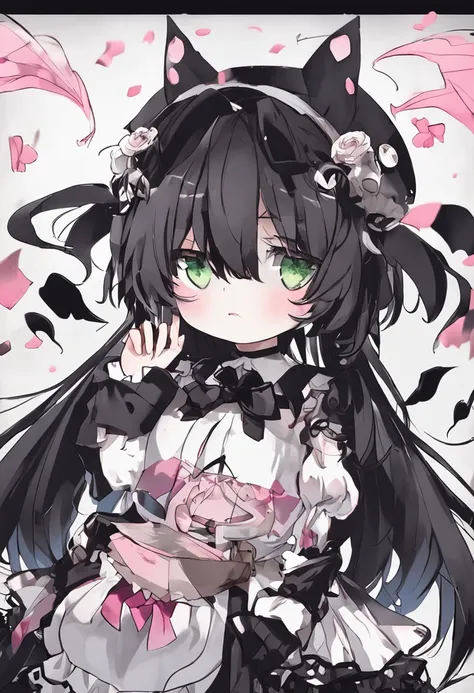 goth loli，official art works，touhou character，magical little girl，wearing an eye mask，Black