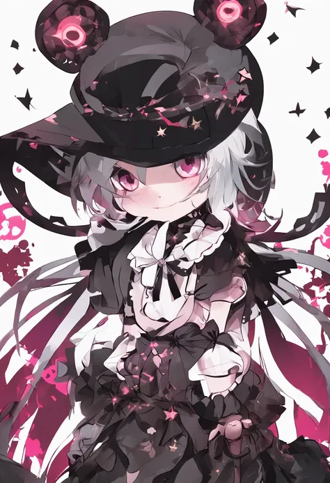 goth loli，official art works，touhou character，magical little girl，wearing an eye mask，Black