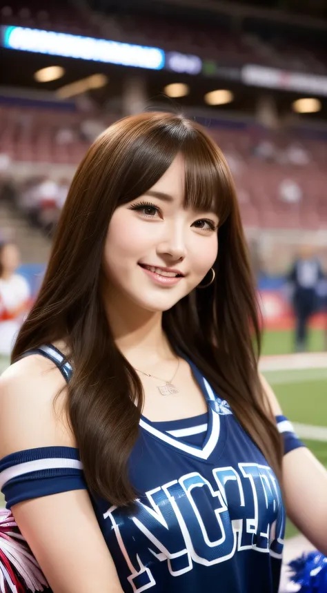 Cheerleader cheering on athletes at sporting events、Have a pom pom、Longhaire、(​masterpiece、top-quality) 、absolutely outstanding image, very extremely beautiful、​masterpiece, top-quality,a picture, kawaii、(Colossal tits:1.2)、((20 year old woman:1.2))、Young ...