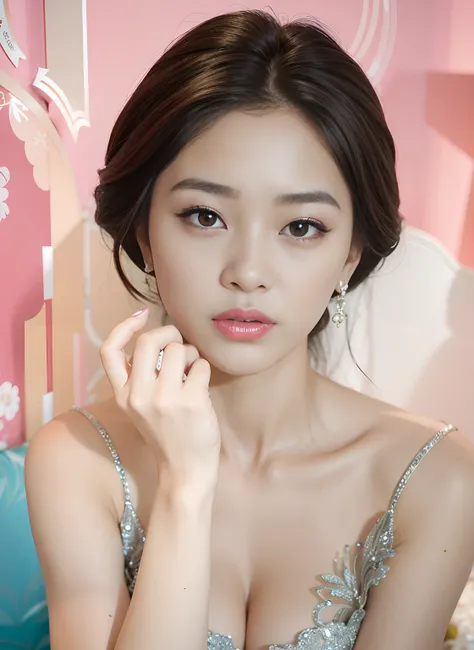 araffe asian woman in a silver dress posing for a picture, Beautiful young Korean woman, Popular Korean makeup, Popular Korean makeup, Gorgeous young Korean woman, young lovely Korean faces, nam, korean artist, beautiful Korean women, Soft portrait shot 8 ...